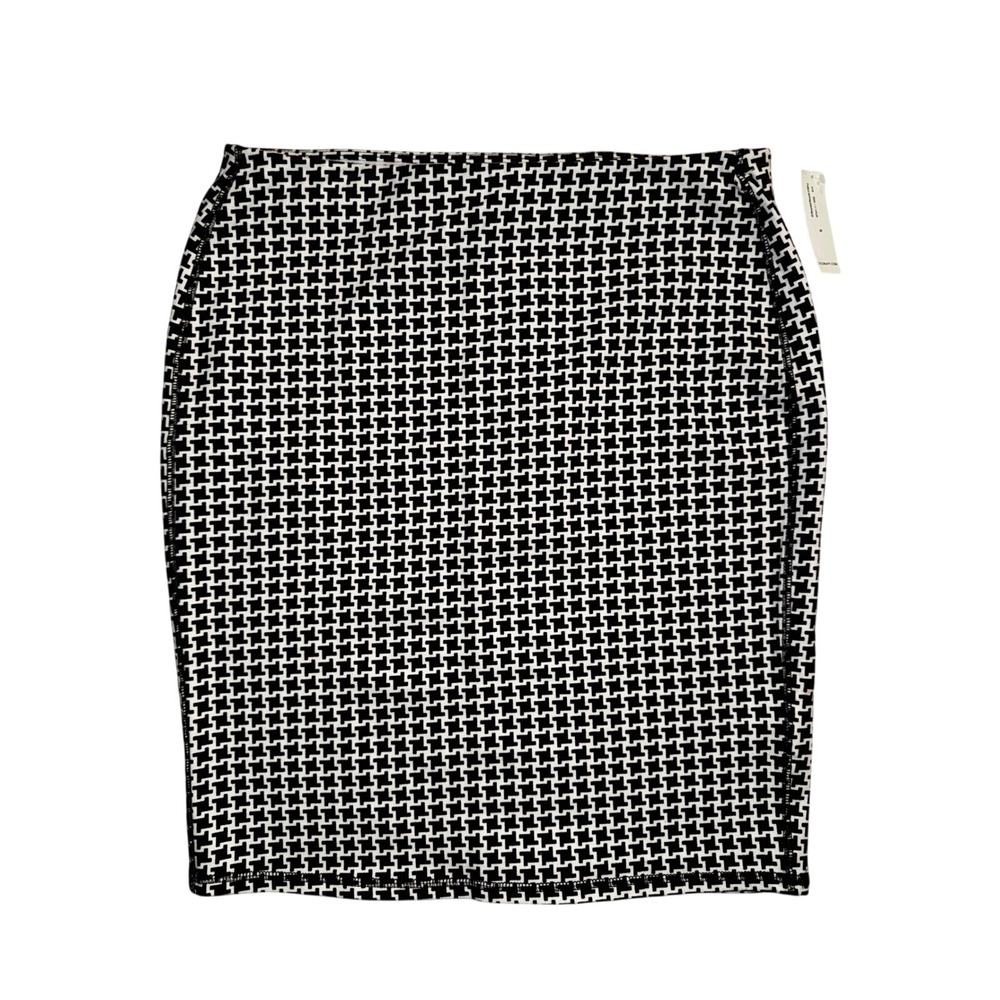 Old Navy Womens Houndstooth Pencil Skirt Black White‎ Stretch Knit Size M NEW